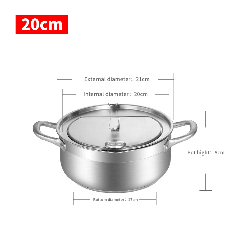 Tempura duboki lonac za prženje od nehrđajućeg čelika, japanski stil, prženje, dubina 8 cm