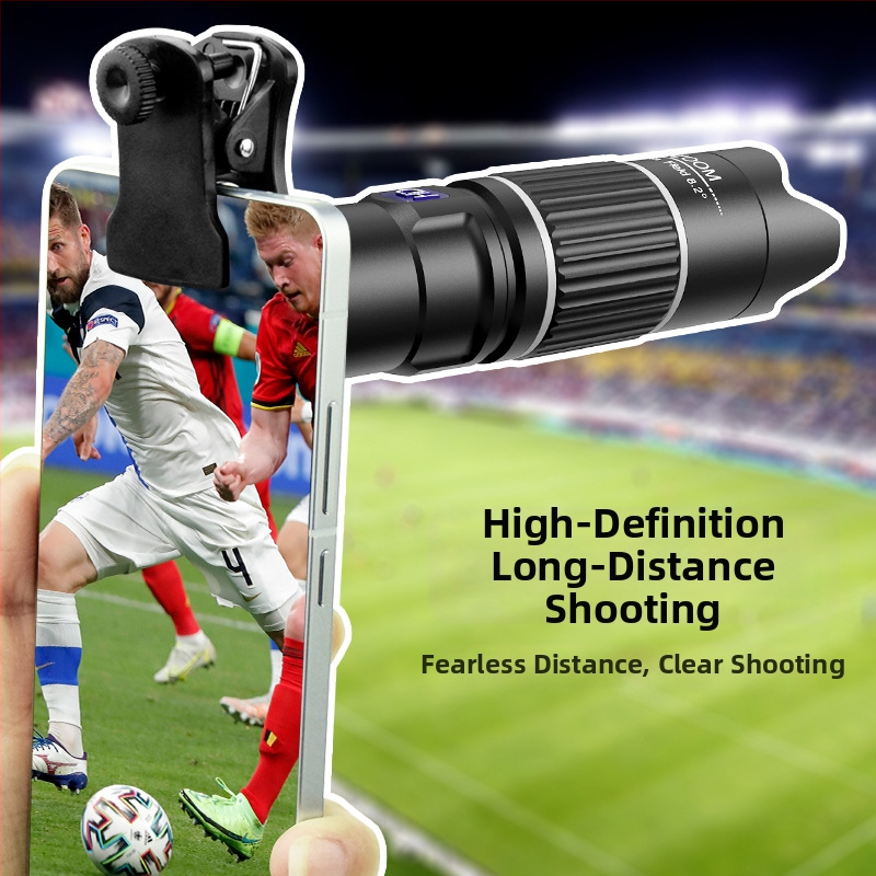 28x мобилен телефонен телеобектив за концерти — клип-обектив, висока разделителна способност, без изкривявания, без винетки, съвместим с повечето смартфони