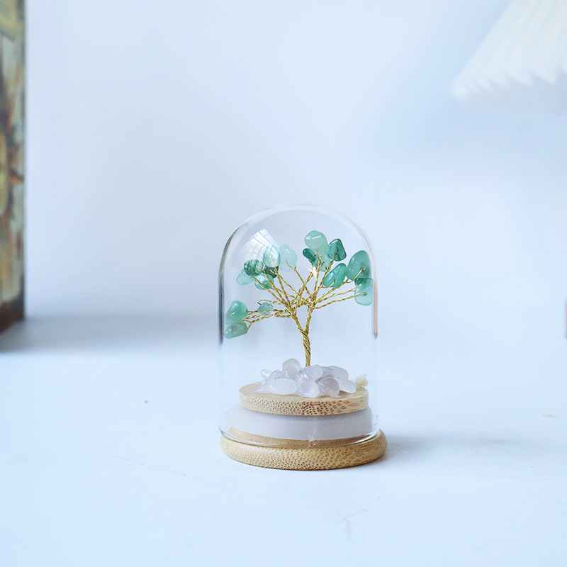 Muniro Kristalno Drvo Ukras – s staklenim poklopcem, kristalni klaster, moderan minimalistički stil