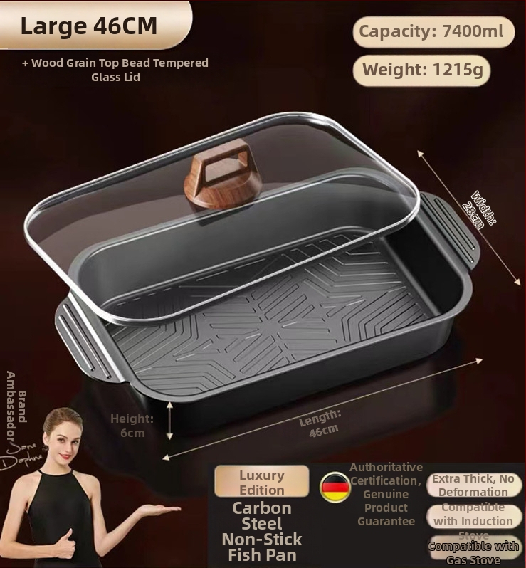 Корейски стил многофункционален грил тиган от неръждаема стомана, квадратен, без покритие