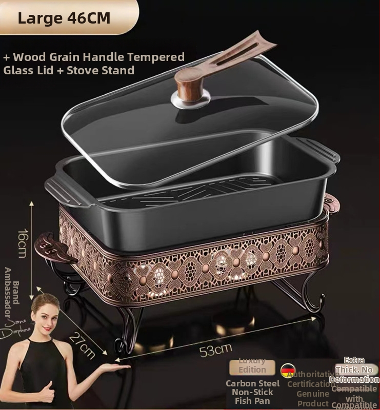 Корейски стил многофункционален грил тиган от неръждаема стомана, квадратен, без покритие