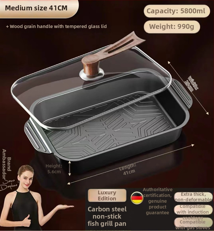 Корейски стил многофункционален грил тиган от неръждаема стомана, квадратен, без покритие