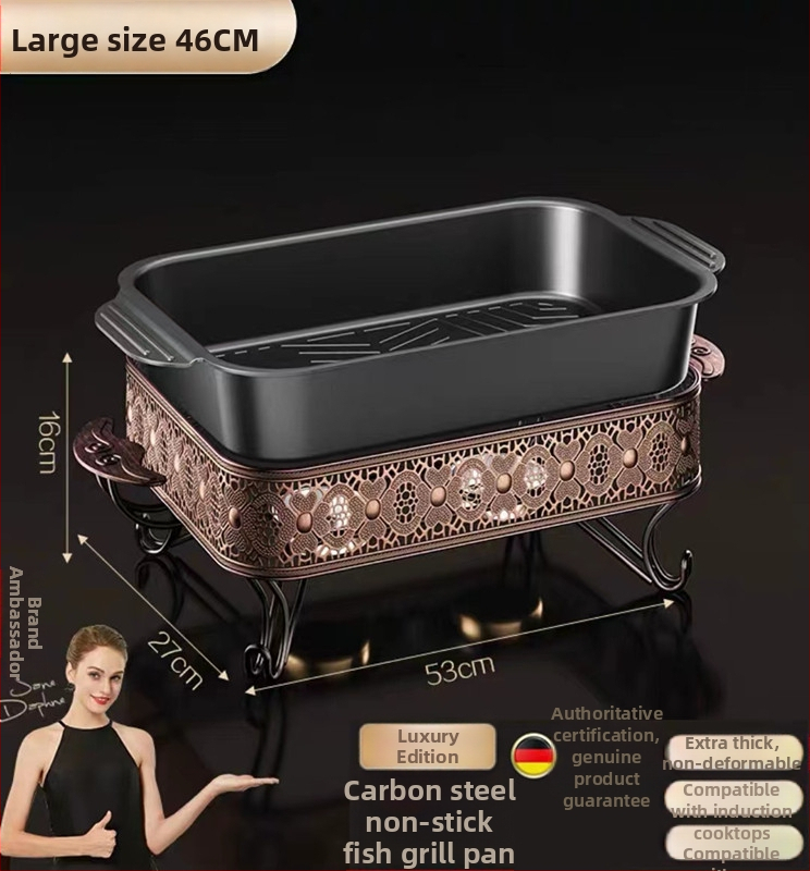 Корейски стил многофункционален грил тиган от неръждаема стомана, квадратен, без покритие