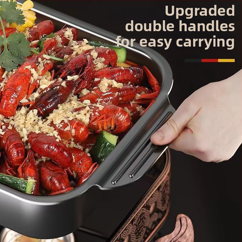 Корейски стил многофункционален грил тиган от неръждаема стомана, квадратен, без покритие