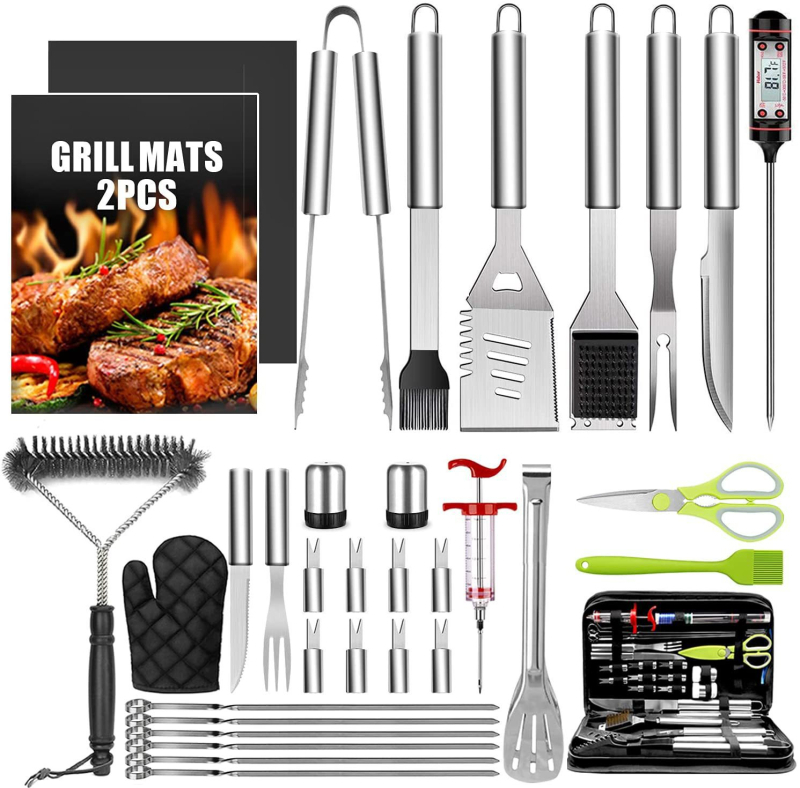 Samik 5-dijelni set BBQ alata: nož, četka, vilica, znak, lopata; suvremeni minimalistički stil; licencirana privatna marka