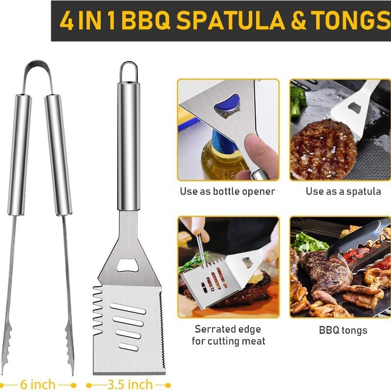 Samik 5-dijelni set BBQ alata: nož, četka, vilica, znak, lopata; suvremeni minimalistički stil; licencirana privatna marka