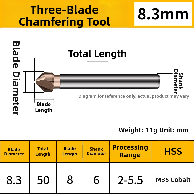 Háromélű élzáró maró, 90°, magas széntartalmú acél, Insurance Union