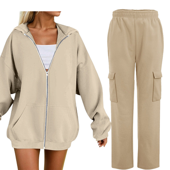 Set de două piese cu hanorac cu glugă și pantaloni, mâneci Raglan, culoare uni, amestec bumbac-poliester (30–50% poliester), iarna 2025