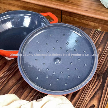 Oală emailată din fontă, cu mânere duble – stil Nordic, izolație, antiaderent, model BO28, greutate 5,2 kg