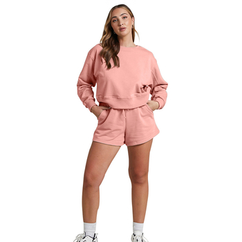 Ženski dvodijelni set: hoodie s dugim rukavima i hlače do tri četvrtine; materijal poliester-pamuk; casual euro-američki stil