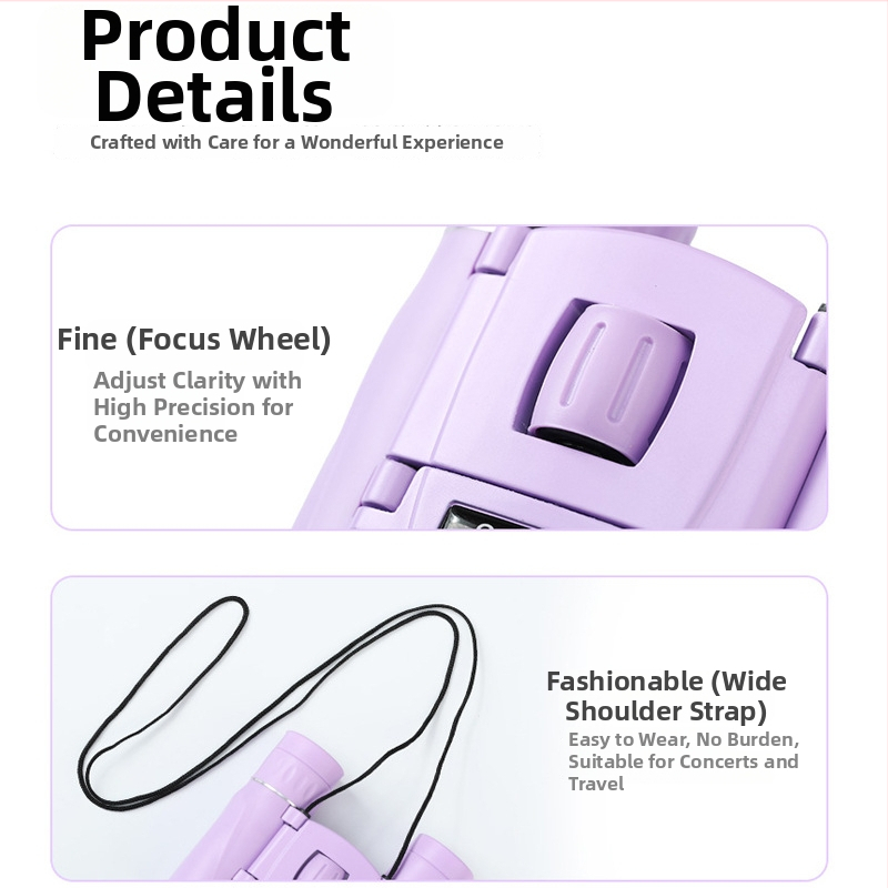 8x21 HD бинокли за къмпинг и туризъм – компактни преносими бинокли, зрително поле 5,2°, тегло 161 г