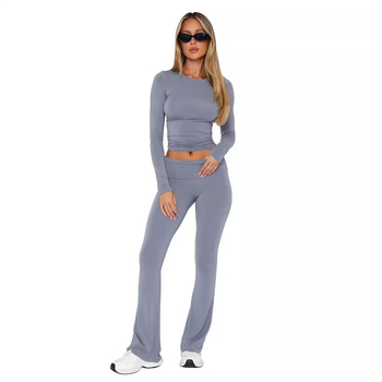 Set damă Milk Silk T‑shirt și pantaloni, țesătură poliester-spandex, stil street