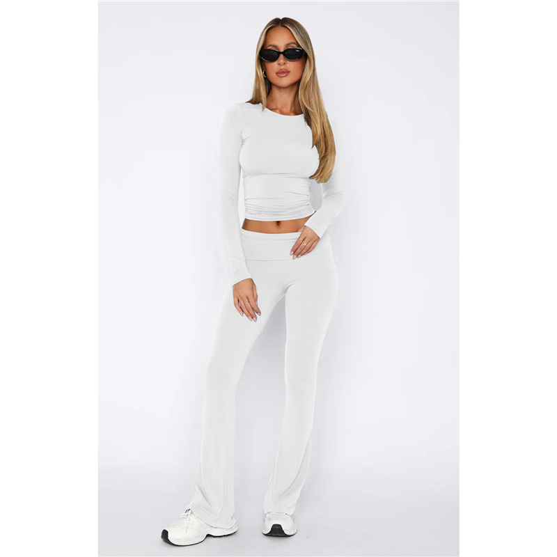 Set damă Milk Silk T‑shirt și pantaloni, țesătură poliester-spandex, stil street