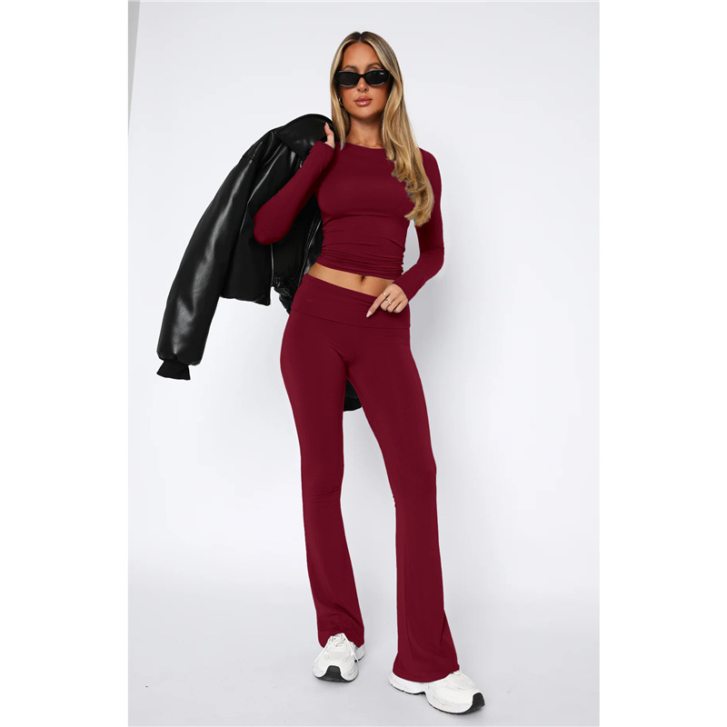 Set damă Milk Silk T‑shirt și pantaloni, țesătură poliester-spandex, stil street