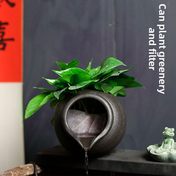 Keramický akváriový cirkulačný set s vodnou pumpou a dekoratívnym vodným kameňom, glazovaný povrch, pastoračný štýl, značka Juzheng; k dispozícii súkromná značka