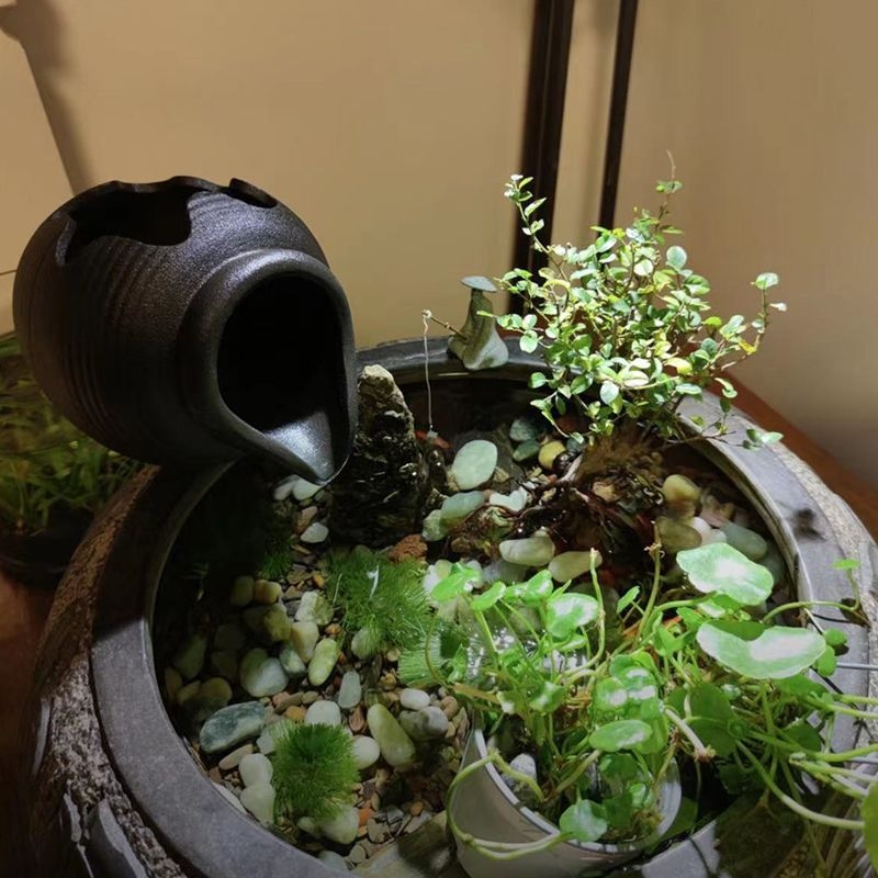 Κεραμικός εξοπλισμός κυκλοφορίας ενυδρείου με αντλία νερού και διακοσμητικό πέτρινο στοιχείο, γλασαρισμένη επιφάνεια, παραδοσιακό στυλ, μάρκα Juzheng; διαθέσιμη ιδιωτική ετικέτα