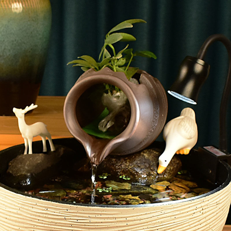 Κεραμικός εξοπλισμός κυκλοφορίας ενυδρείου με αντλία νερού και διακοσμητικό πέτρινο στοιχείο, γλασαρισμένη επιφάνεια, παραδοσιακό στυλ, μάρκα Juzheng; διαθέσιμη ιδιωτική ετικέτα