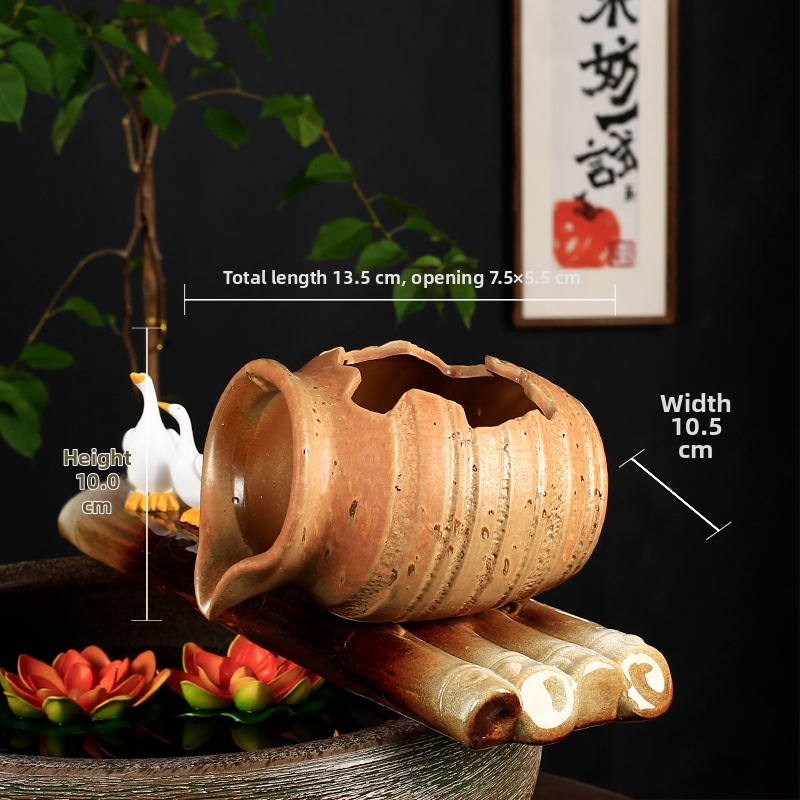 Keramický akváriový cirkulačný set s vodnou pumpou a dekoratívnym vodným kameňom, glazovaný povrch, pastoračný štýl, značka Juzheng; k dispozícii súkromná značka