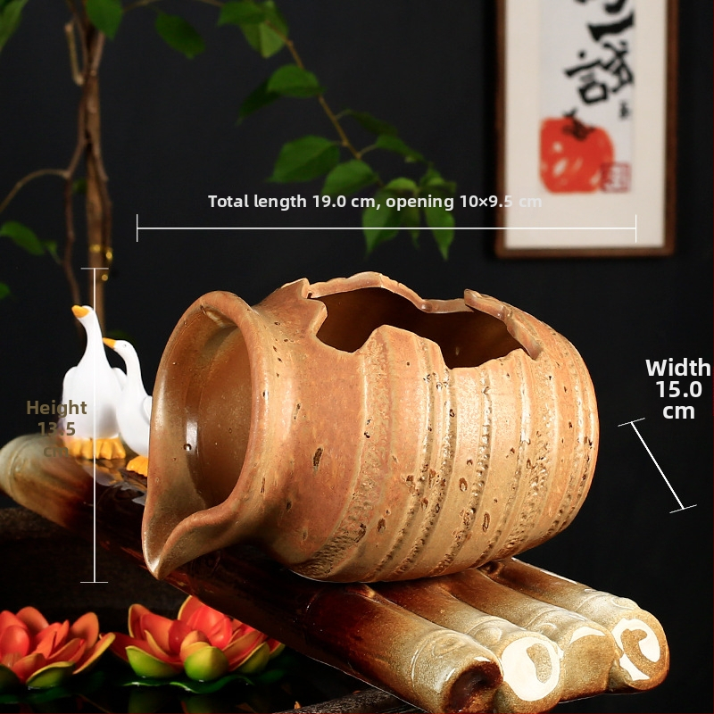 Keramický akváriový cirkulačný set s vodnou pumpou a dekoratívnym vodným kameňom, glazovaný povrch, pastoračný štýl, značka Juzheng; k dispozícii súkromná značka