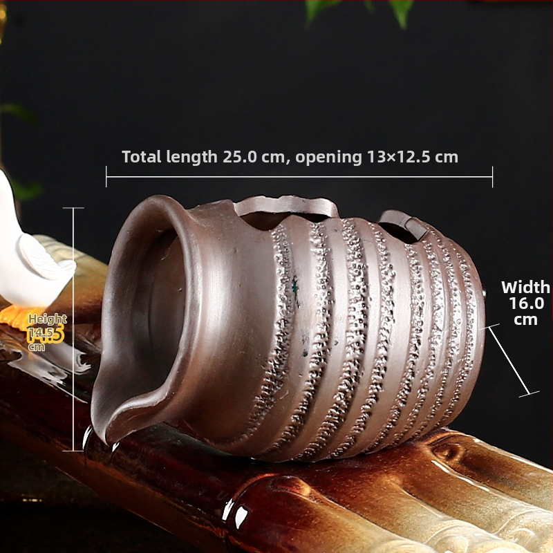 Keramický akváriový cirkulačný set s vodnou pumpou a dekoratívnym vodným kameňom, glazovaný povrch, pastoračný štýl, značka Juzheng; k dispozícii súkromná značka