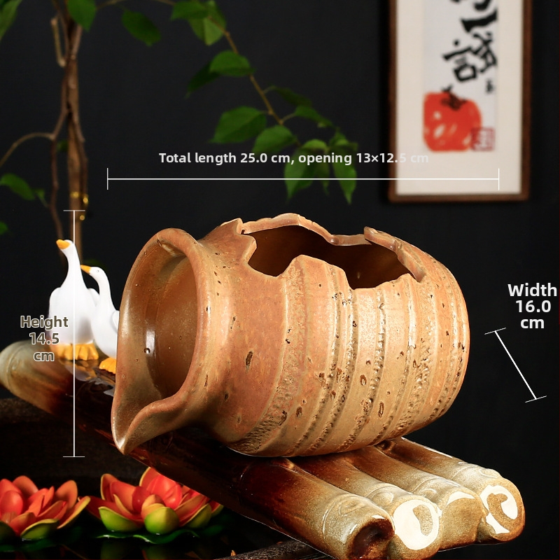 Keramický akváriový cirkulačný set s vodnou pumpou a dekoratívnym vodným kameňom, glazovaný povrch, pastoračný štýl, značka Juzheng; k dispozícii súkromná značka