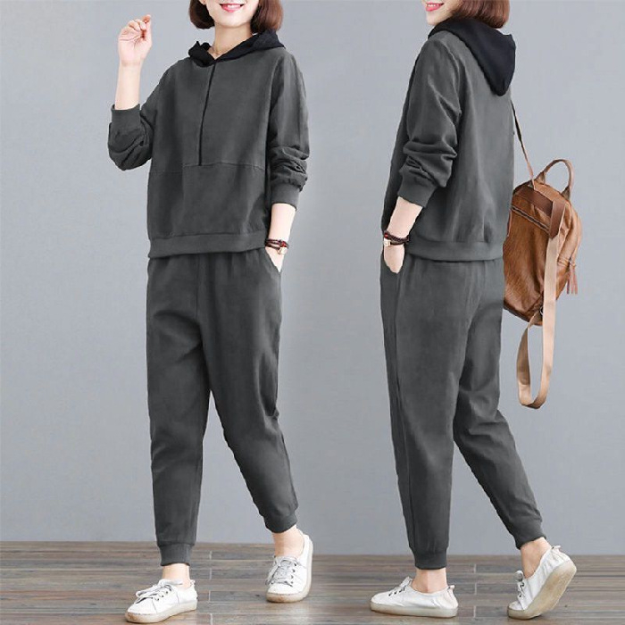 Casual ženski dvodijelni komplet s topom od chenille-spandex tkanine