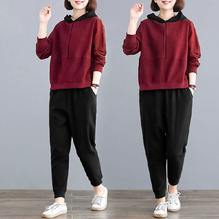 Casual ženski dvodijelni komplet s topom od chenille-spandex tkanine
