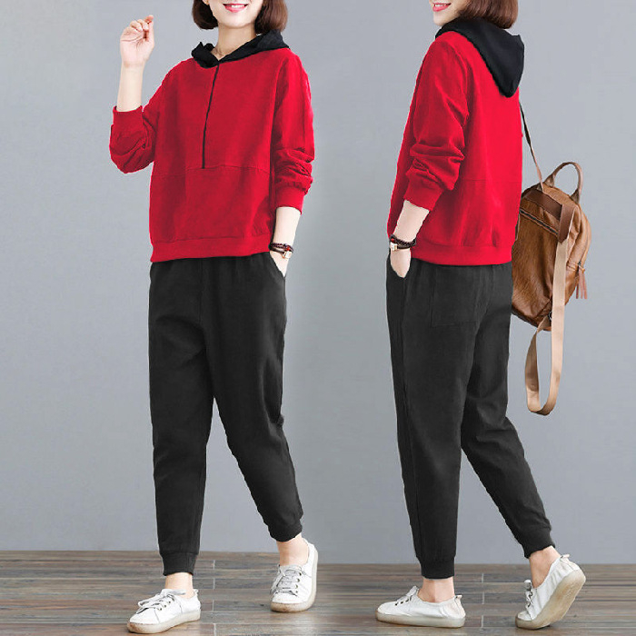 Casual ženski dvodijelni komplet s topom od chenille-spandex tkanine