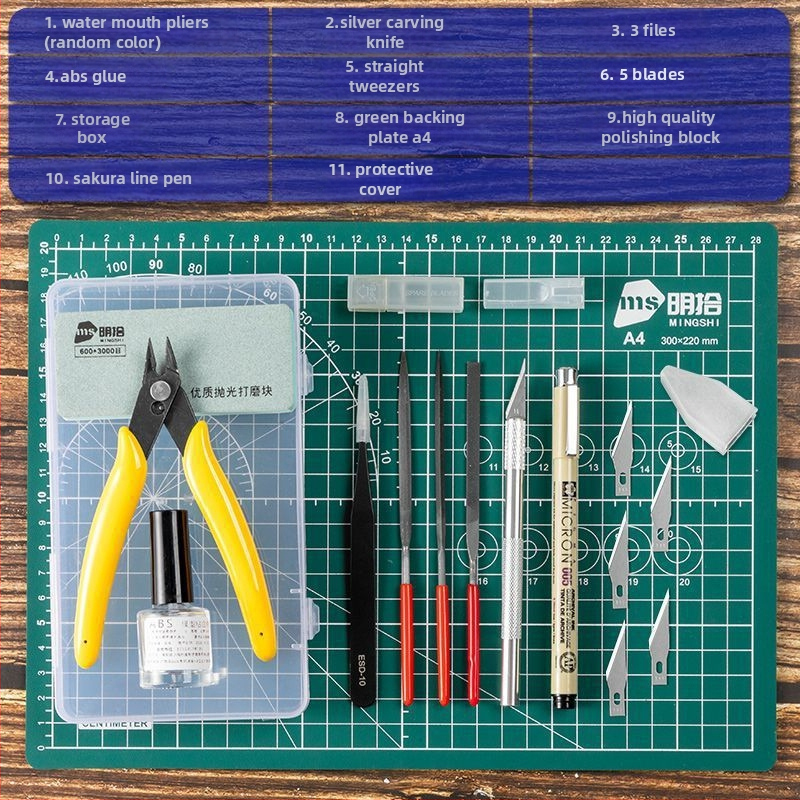 Gundam set alata za modele s kliještima za uklanjanje čepova, pilnikom, pincetom, nožem za rezanje i brusilicom