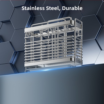 Ανοξείδωτος ράφι αποθήκευσης για chopsticks με ενσωματωμένο κρατητή μαχαιριών — τοίχος ή επιφάνεια, κατά του μύκητα, με αεριζόμενο αποστραγγιστικό σύστημα