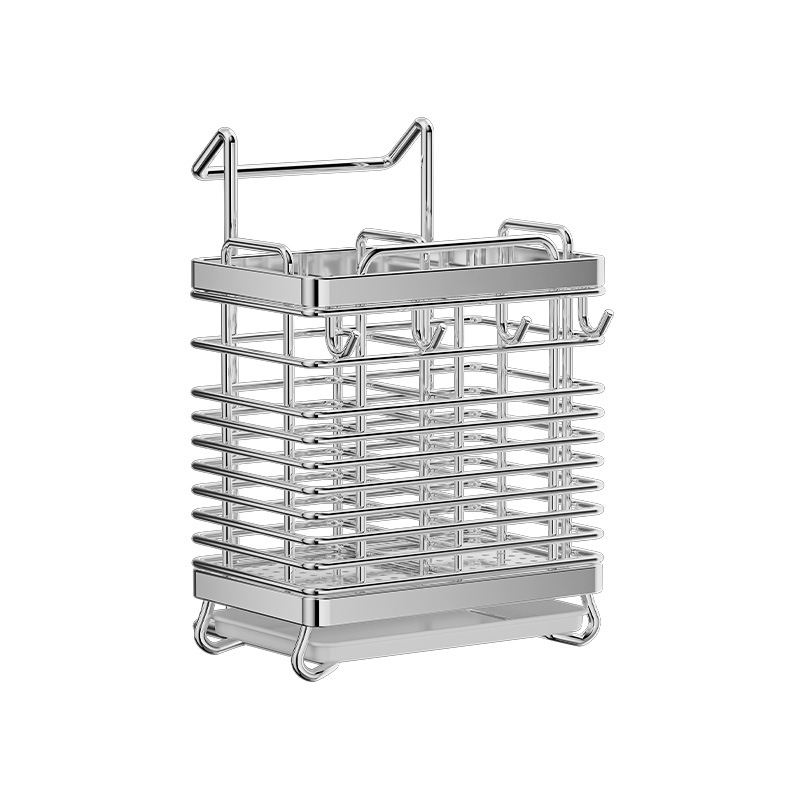 Ανοξείδωτος ράφι αποθήκευσης για chopsticks με ενσωματωμένο κρατητή μαχαιριών — τοίχος ή επιφάνεια, κατά του μύκητα, με αεριζόμενο αποστραγγιστικό σύστημα