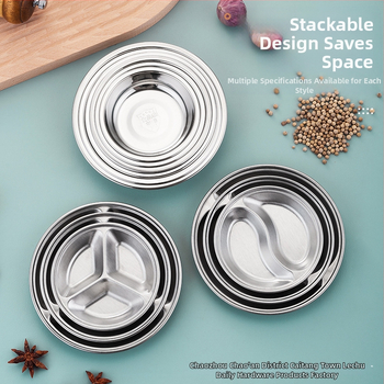 Happy Kitchen ανοξείδωτο ρηχό πιάτο, κυκλικό, γυαλισμένη επιφάνεια, μοντέρνος μινιμαλιστικός σχεδιασμός