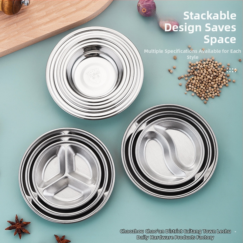 Happy Kitchen ανοξείδωτο ρηχό πιάτο, κυκλικό, γυαλισμένη επιφάνεια, μοντέρνος μινιμαλιστικός σχεδιασμός