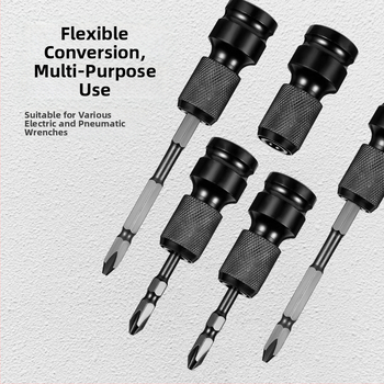 Set pretvorných hláv pre elektrický kľúč s univerzálnym samouzamykacím skľučovadlom a príslušenstvom pre pištoľovú vŕtačku – Značka: Shouli; Materiál: Chromium Vanadium Alloy Steel; Povrchová úprava: Anti-Rust