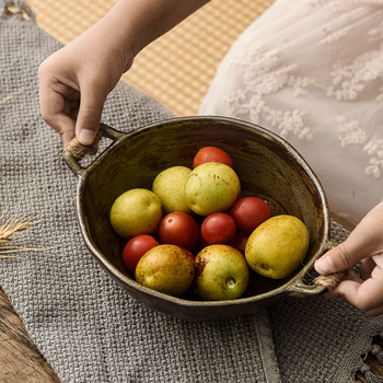 Ρετρό πέτρινο κεραμικό πιάτο για δείπνο, στρογγυλό, με πολλαπλά σχέδια, ασφαλές για φούρνο microκυμάτων, ιαπωνικού στυλ κεραμικό σερβίρισμα