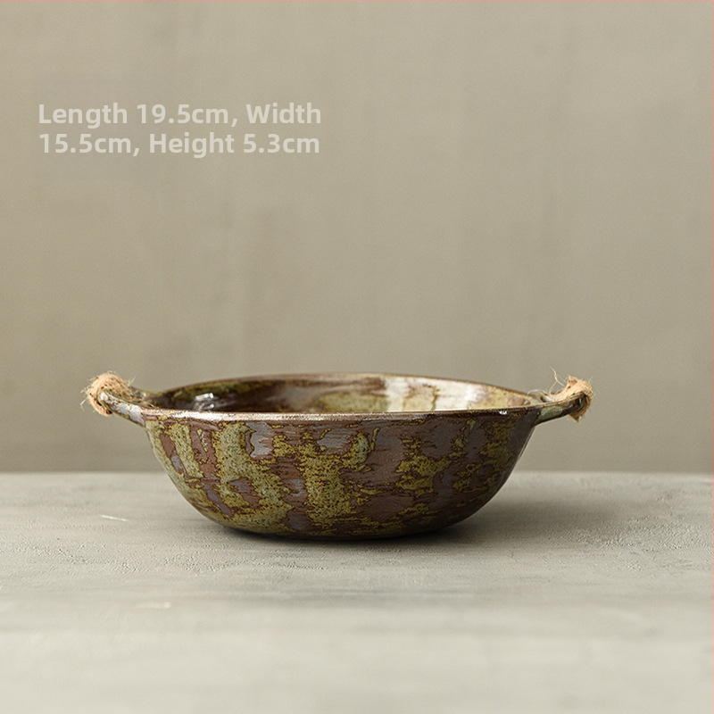 Ρετρό πέτρινο κεραμικό πιάτο για δείπνο, στρογγυλό, με πολλαπλά σχέδια, ασφαλές για φούρνο microκυμάτων, ιαπωνικού στυλ κεραμικό σερβίρισμα