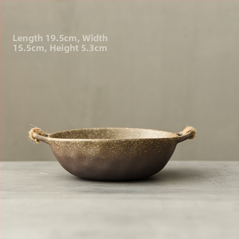 Ρετρό πέτρινο κεραμικό πιάτο για δείπνο, στρογγυλό, με πολλαπλά σχέδια, ασφαλές για φούρνο microκυμάτων, ιαπωνικού στυλ κεραμικό σερβίρισμα