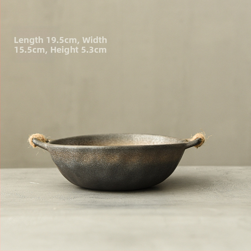 Ρετρό πέτρινο κεραμικό πιάτο για δείπνο, στρογγυλό, με πολλαπλά σχέδια, ασφαλές για φούρνο microκυμάτων, ιαπωνικού στυλ κεραμικό σερβίρισμα