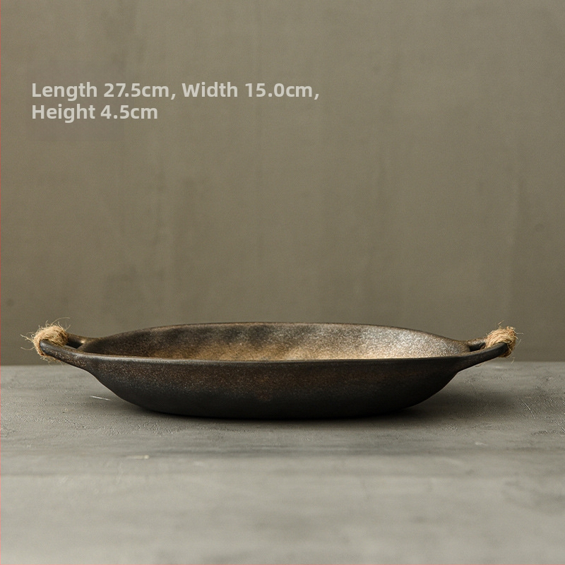 Ρετρό πέτρινο κεραμικό πιάτο για δείπνο, στρογγυλό, με πολλαπλά σχέδια, ασφαλές για φούρνο microκυμάτων, ιαπωνικού στυλ κεραμικό σερβίρισμα