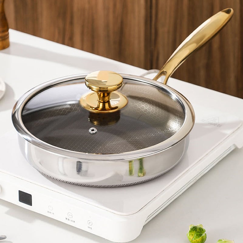 Titanijski non-stick duboki tiganj s pčelinjom mrežom površine, pogodan za indukcijske ploče