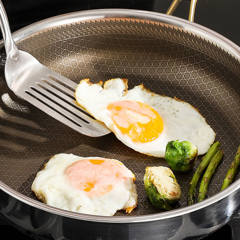Titanijski non-stick duboki tiganj s pčelinjom mrežom površine, pogodan za indukcijske ploče