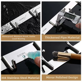 Закачалка за стена от 304 неръждаема стомана, без пробиване, за баня и кухня, полирана повърхност