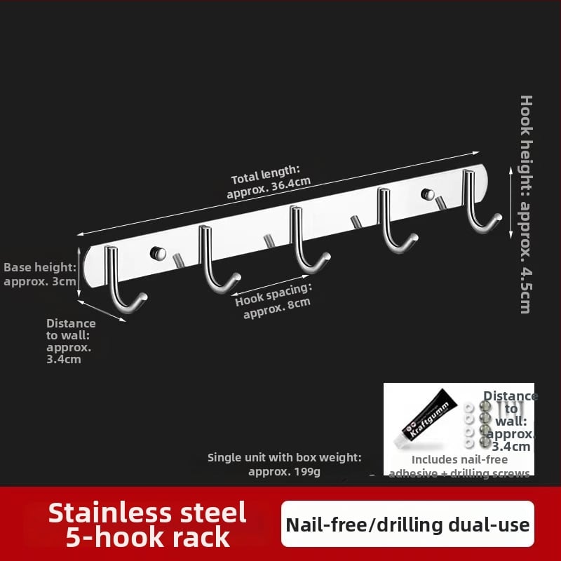 Закачалка за стена от 304 неръждаема стомана, без пробиване, за баня и кухня, полирана повърхност