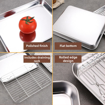 Ανοξείδωτο τετράγωνο ταψί ατμού με φίλτρο – κατάλληλο για μικροκύματα, γυαλιστερή επιφάνεια