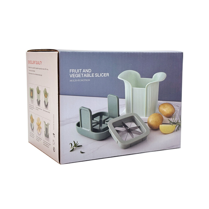 Cuțit multifunctional de legume pentru casă; tăiere cuburi și felii pentru cartofi, castraveți și avocado; corp din ABS și lame din oțel inoxidabil 301; design modern minimalist; imprimare logo disponibilă.