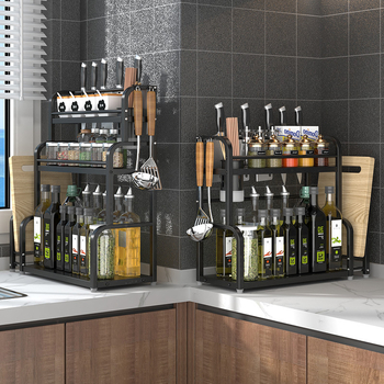 Raft de condimente din oțel inoxidabil, cu mai multe niveluri, de masă, fără găuri, stil modern minimalist