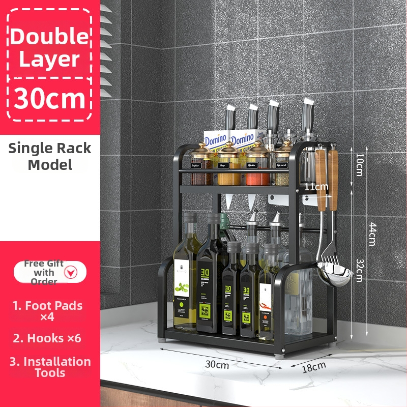 Nerezový viacúrovňový stojan na koreniny, stolný, bez vrtania, moderný minimalistický štýl