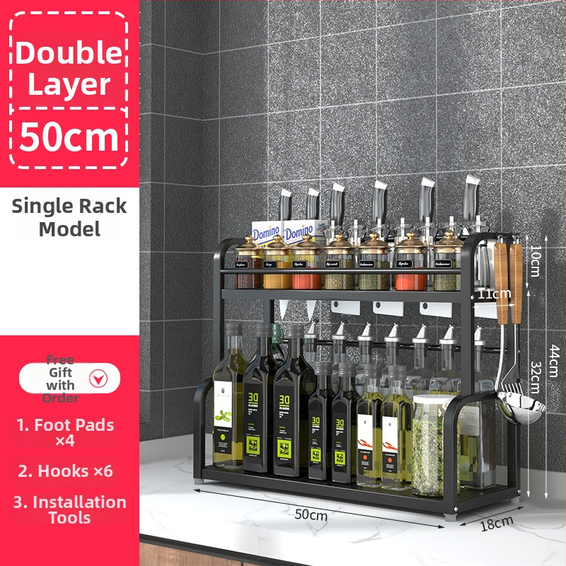 Nerezový viacúrovňový stojan na koreniny, stolný, bez vrtania, moderný minimalistický štýl