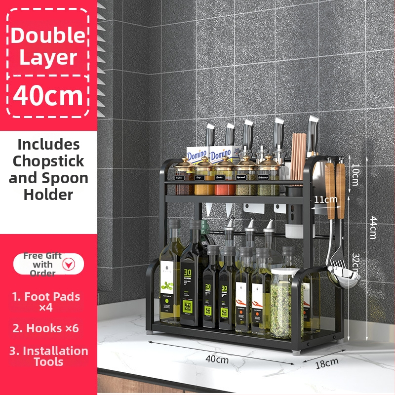 Nerezový viacúrovňový stojan na koreniny, stolný, bez vrtania, moderný minimalistický štýl