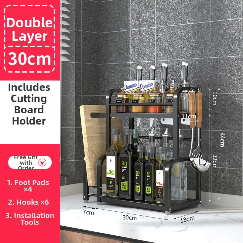 Nerezový viacúrovňový stojan na koreniny, stolný, bez vrtania, moderný minimalistický štýl